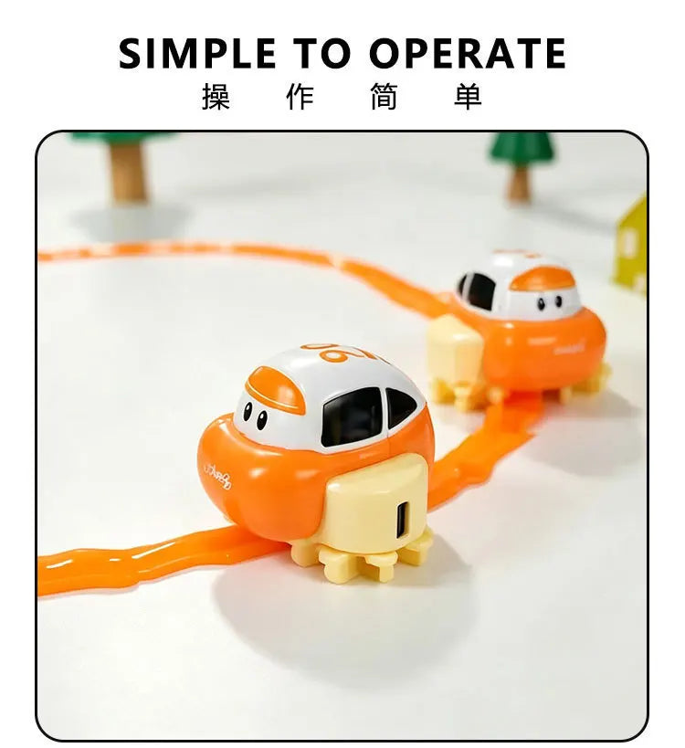 DIY Slime Track Car Toy, Draw Your Own Race Track with Paste, Electric Car, STEM Creative Building Kit