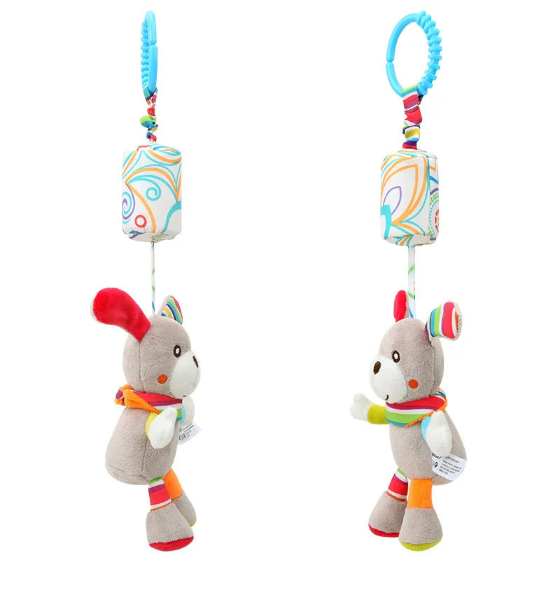 Baby Sensory Hanging Rattles Soft Learning Toy Plush Animals Stroller Infant Car Bed Crib with Teether for Babies Toddlers