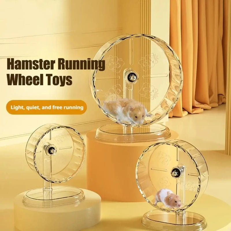 Silent Widened Transparent Running Wheel for Hamsters Small Pet Roller Bearing Support Toy Exercise Equipment for Rodents