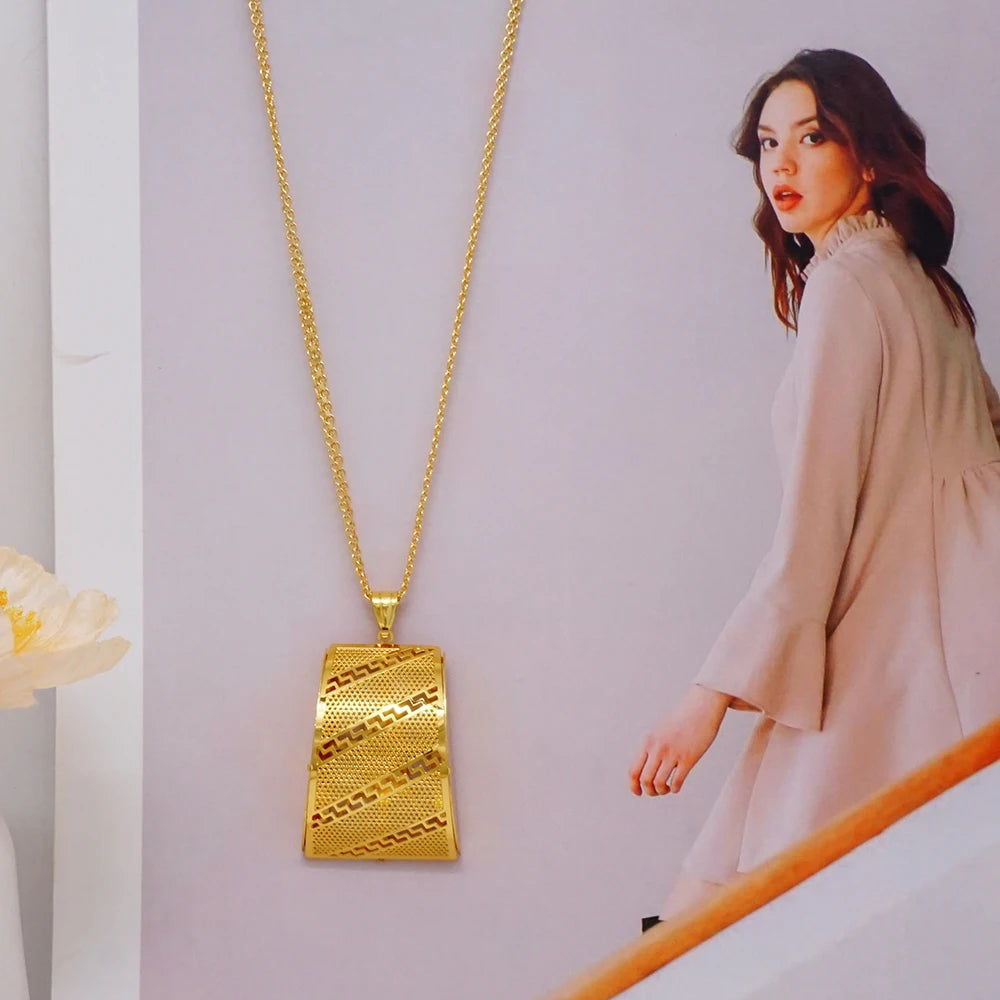 Fashion Dubai Jewelry Sets Gold Color Pendant Copper Classic Earrings Necklace For Women Daily Wear Party Anniversary Gifts