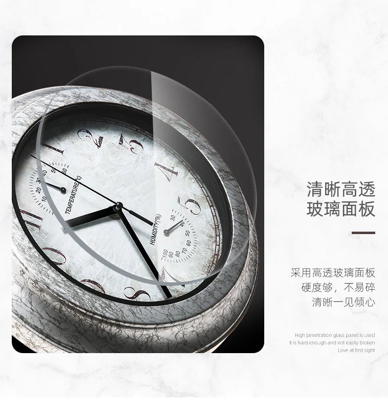 12 Inch Outdoor Waterproof Wall Clock Bathroom Kitchen Patio Shop Living Room Decorative Wall Clock Stylish Silent Wall Clock