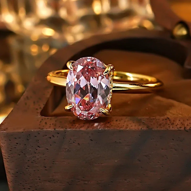 Afghan Dreamy Pink Tourmaline 925 Silver Ring Pigeon Egg Minimalist Ins Style Light Luxury Daily Fairy