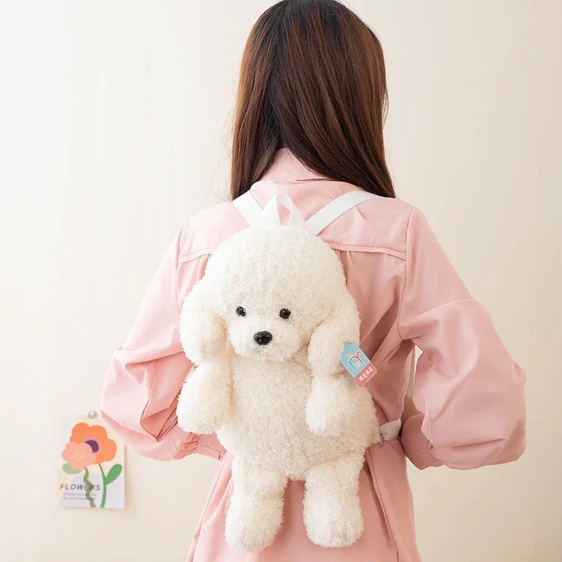 35/45CM Teddy Dog Backpacks Stuffed Animal Poodle Bag Plush Adjustable Schoolbags Kindergarten Plush Backpack Toys Gifts