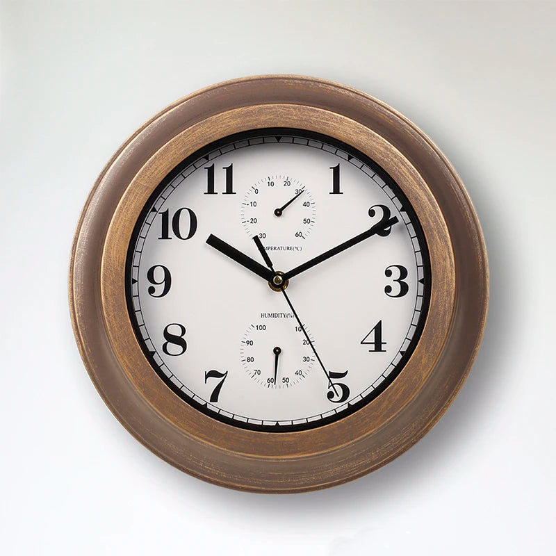12 Inch Outdoor Waterproof Wall Clock Bathroom Kitchen Patio Shop Living Room Decorative Wall Clock Stylish Silent Wall Clock