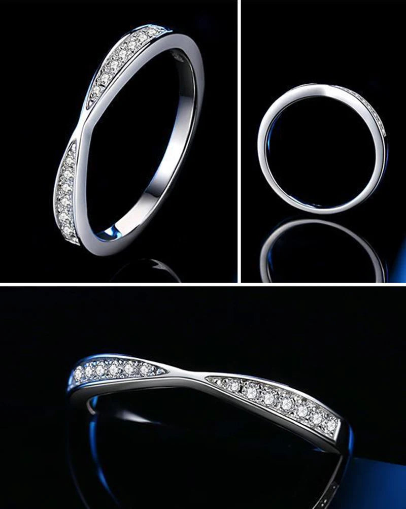 Moissanite Ring 925 Sterling Silver with White Gold Plated Lab Diamond Eternity Band Engagement Wedding Rings for Women