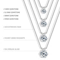 Classic 0.5CT-5CT D Moissanite Pendant Necklace Adjustable Chain 925 Silver for Women with Certificate 2CT 3CT 4CT Lab Diamond