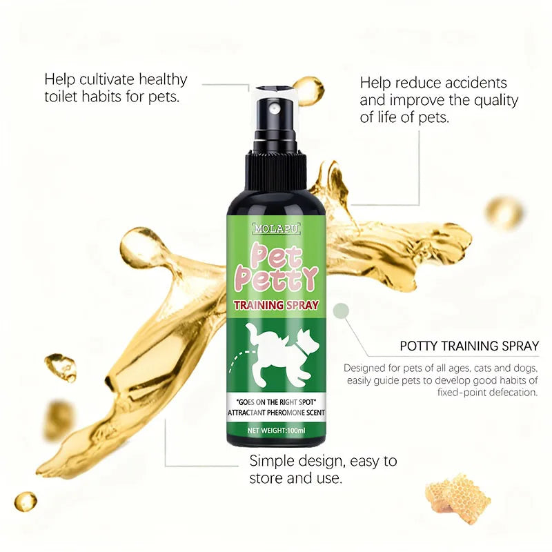 Instant Positioning Guide——Professional Pet Toilet Training Spray, Using Mild Pheromone Scent Signals to Help Puppies and Kittens Quickly Identify the Correct Indoor Location, Creating a Clean, Fast, and Mess-Free Daily H