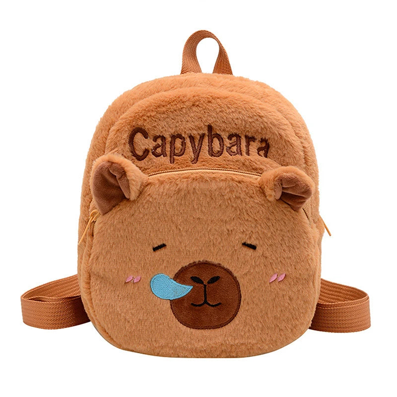 New Capybara Cartoon Animal Doll Plush Backpacks; Cute Portable Bag for Girls.