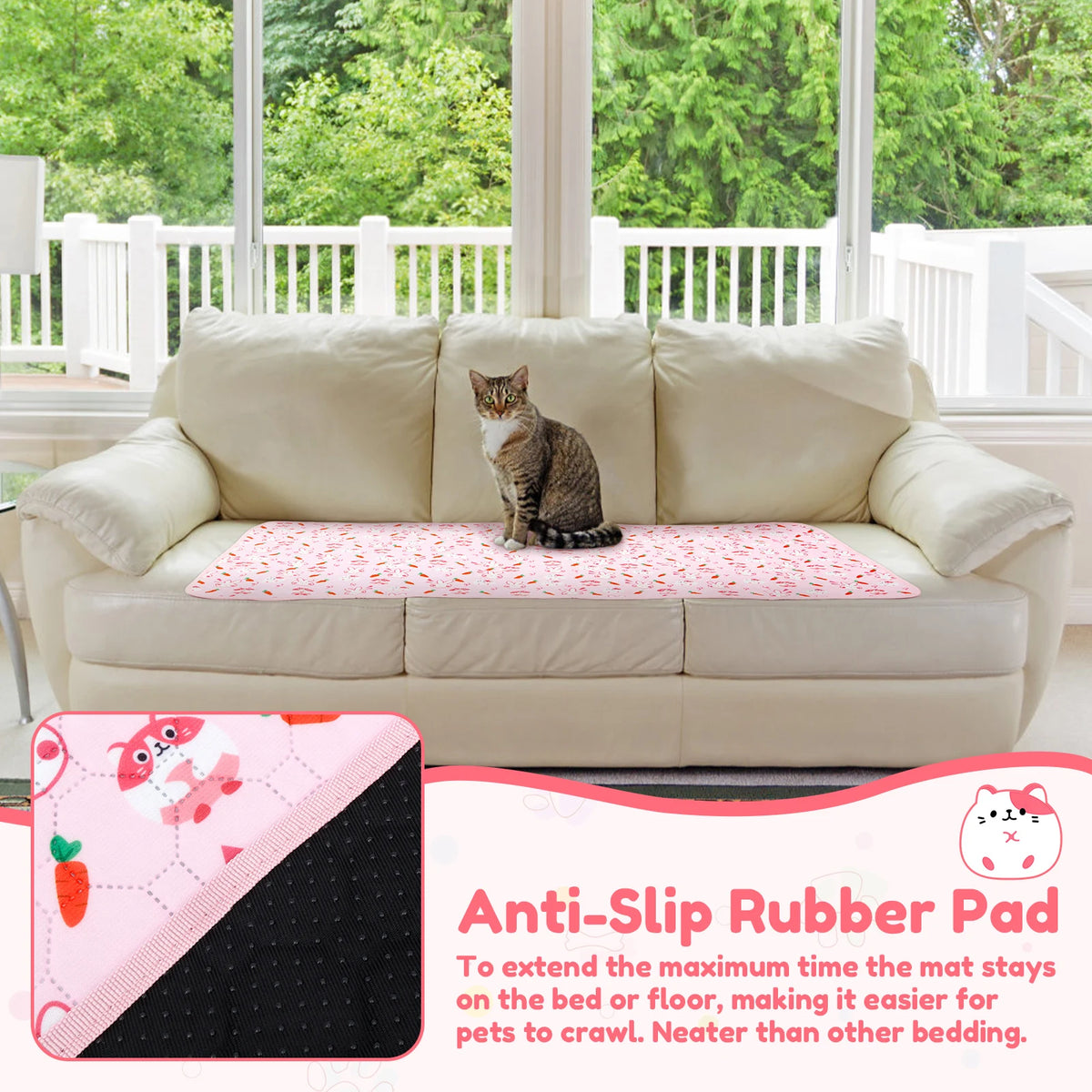 Guinea Pig Cage Liners Anti Slip Absorbent Guinea Pig Pee Pads Washable Rabbit Pee Pads Bedding for Small Animals Rabbit Hamster