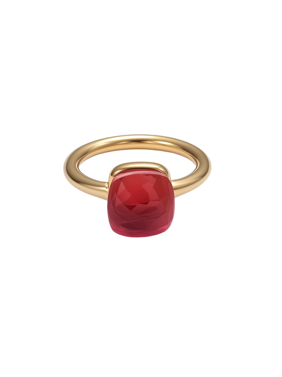 Colorful Crystal Nude Ring for Women 18K Gold Plated Stainless Steel Candy Color Square Stone Statement Rings Jewelry Gift