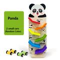 Wooden Animal Glider Car Early Education Focus Training Multi-layer Track Rolling Vehicle Parent-Child Interaction Toy for Kids