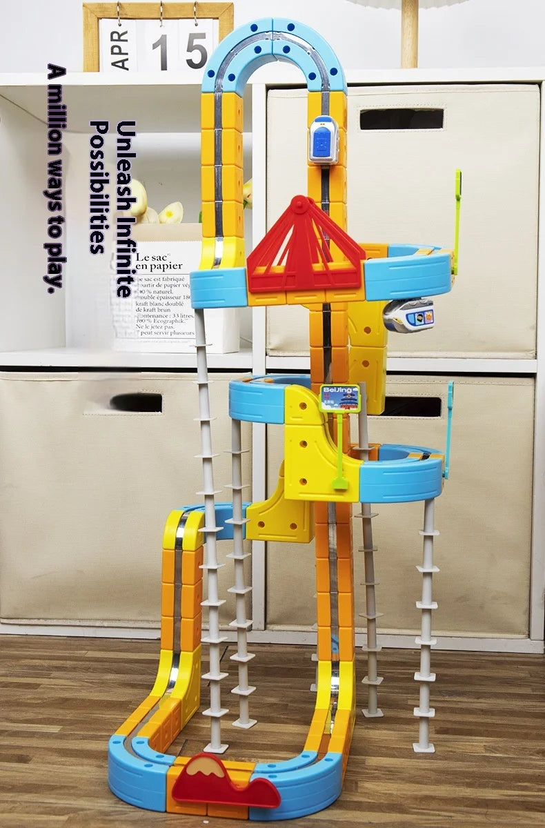 DIY Train Toy For Boys Magnetic Track 1:64 Electric Vehicle Miniature Model Toys Education 3 Years Children Gifts