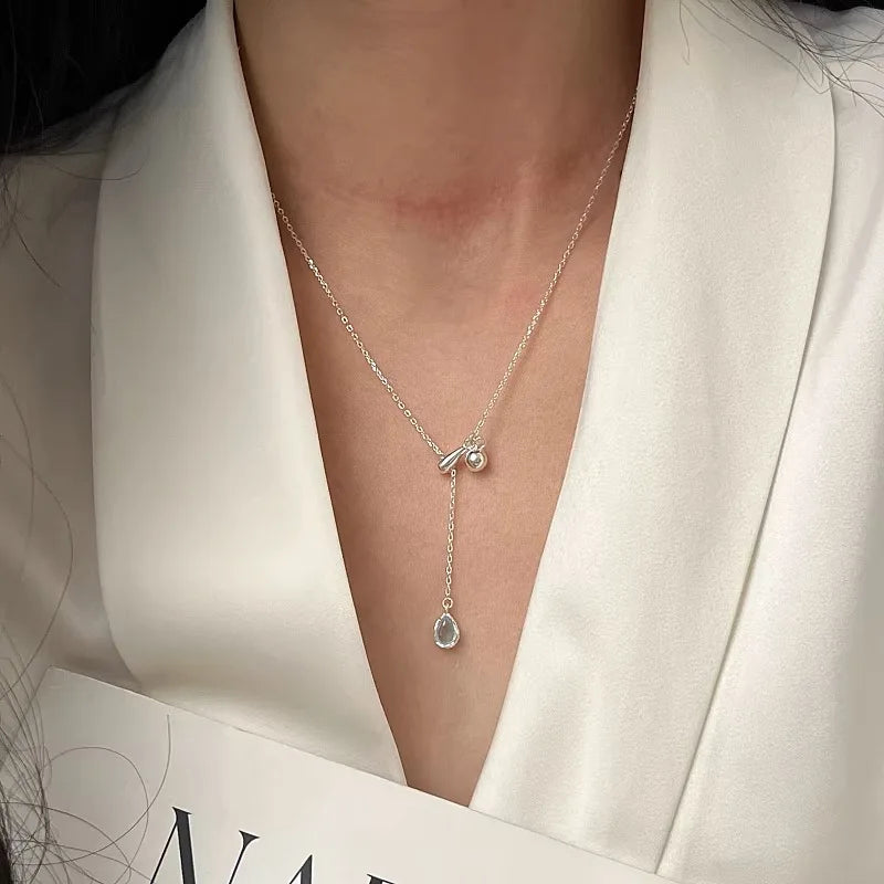 VENTFILLE 925 Sterling Silver Bead Geometry Necklace for Women Girl Korean Design Versatile Choker Jewelry Dropship Wholesale