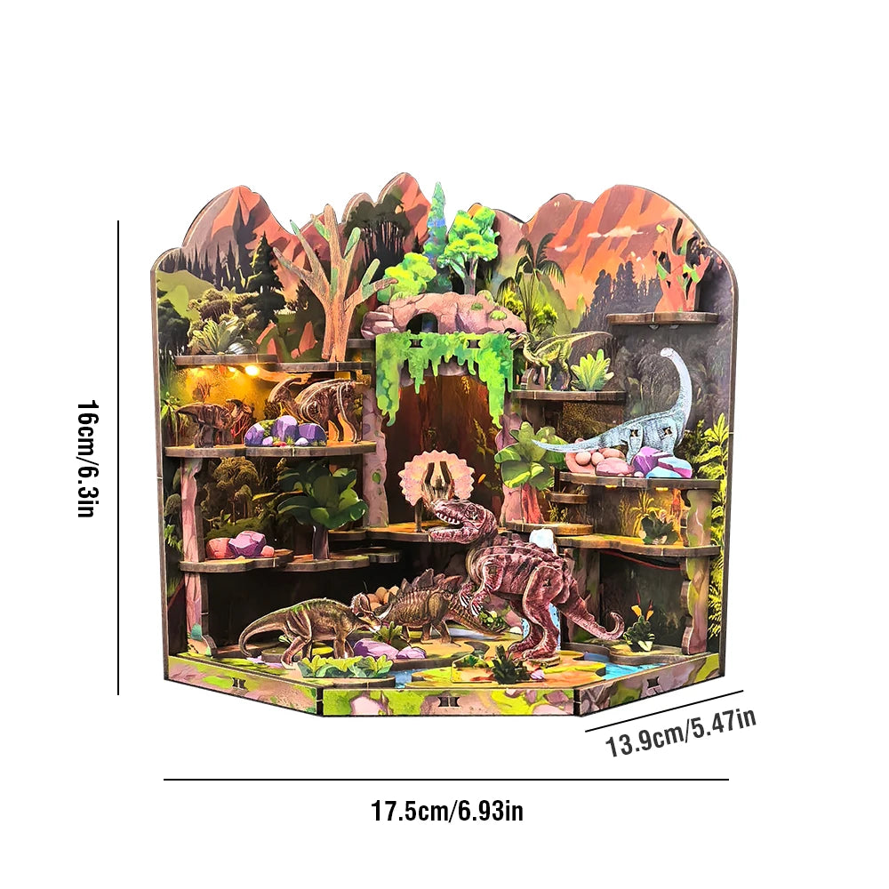DIY Wooden Blocks Dinosaur Secret Realm 3D Wooden Puzzle Stereo Model Beginner Friendly Stress Relief Handmade Toys for Adults