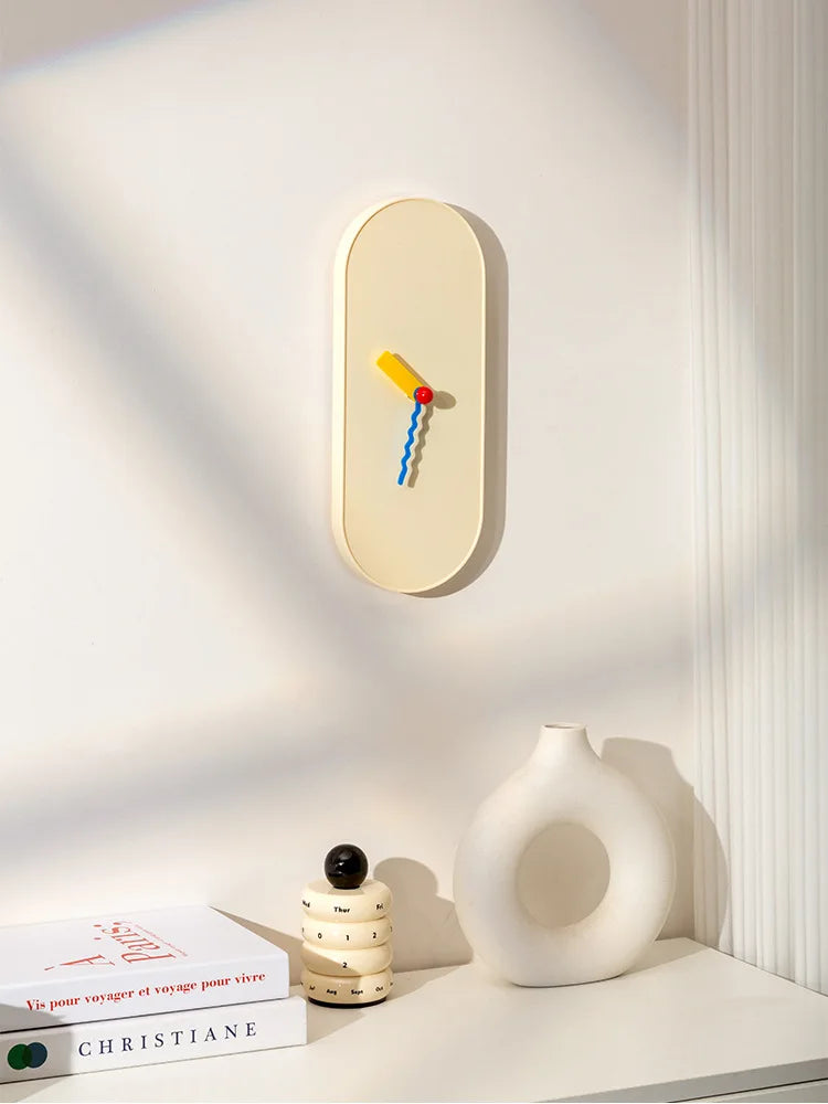 Home Decor Cream Style ABS Wall Clock Living Room Decoration Desktop Silent Wall Clock Vertical Clock