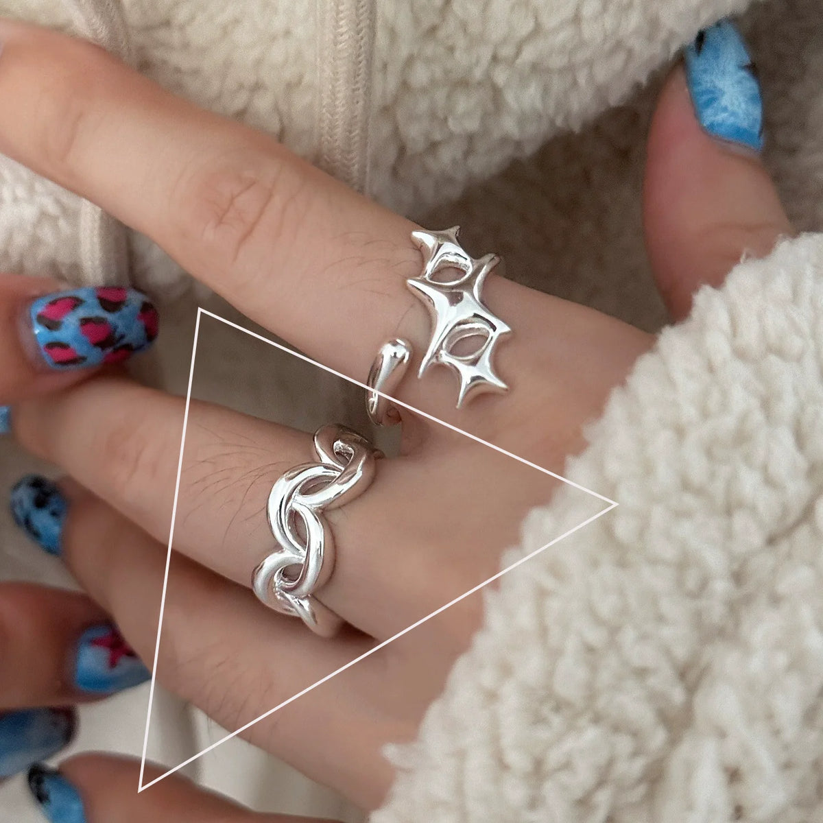 925 Sterling Silver Rings for Women Couple Minimalist Handmade Simple BIg Ring Party Jewelry Gift Prevent Allergy