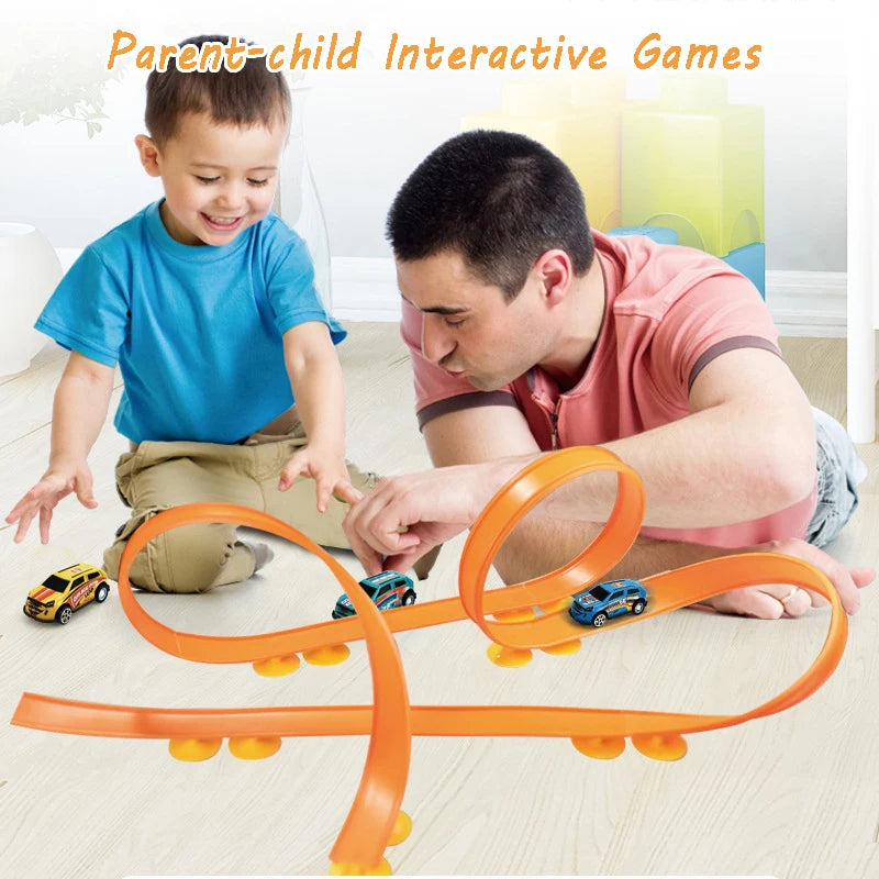 Flexible Race Car Ramp Track Kid Toy Set DIY  Assembled Turborace Track Portable Travel Toy Catapult Rail Racing Roll Race Track