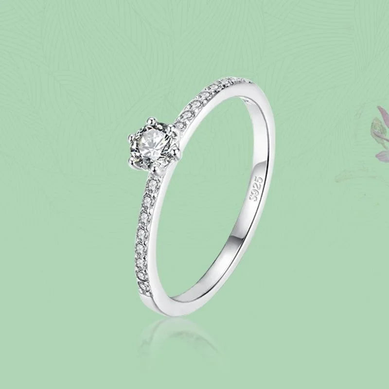 Butterflykiss 4.5mm S925 Sterling Silver  Round Real Moissanite Rings For Women Girls Cassic Wedding Statement Fine Jewelry Gift