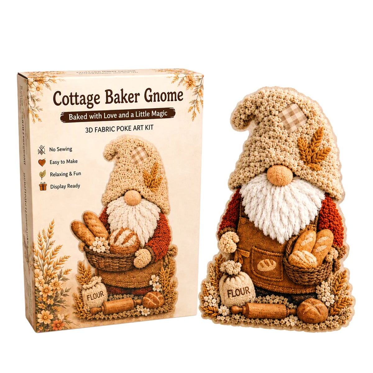 DIY Gnome Craft Kit Fabric Punch Needle 3D Seasonal Decoration No Sewing Holiday Gnome Decor Adult Beginner Kit