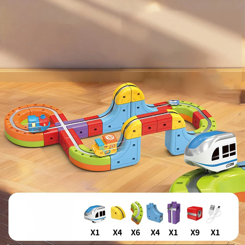 DIY Latest Educational Toys Assembly Magic Track Train Set Children's Toys Non-remote Control Rail Car Gift Box Christmas Gifts