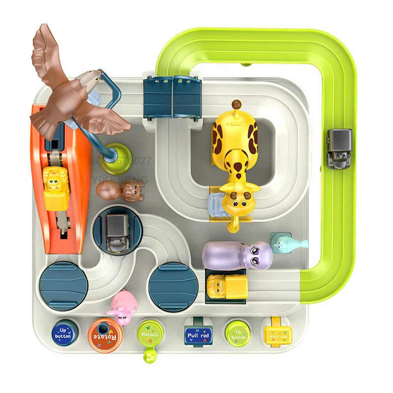 Racing Rail Car Track Adventure Game Educational Toys Children Brain Mechanical Interactive Train Model Animals Space Rocket Toy