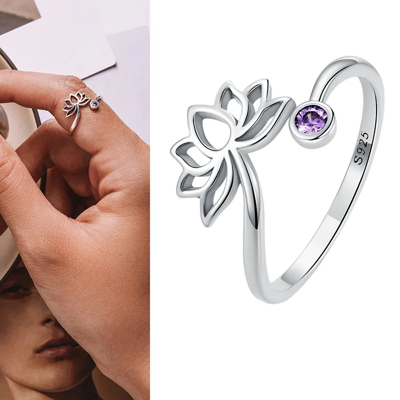 WOSTU Real 925 Sterling Silver Open Ring Finger Adjustable Size Wedding Rings For Women Engagement Fashion Silver Jewelry Gift