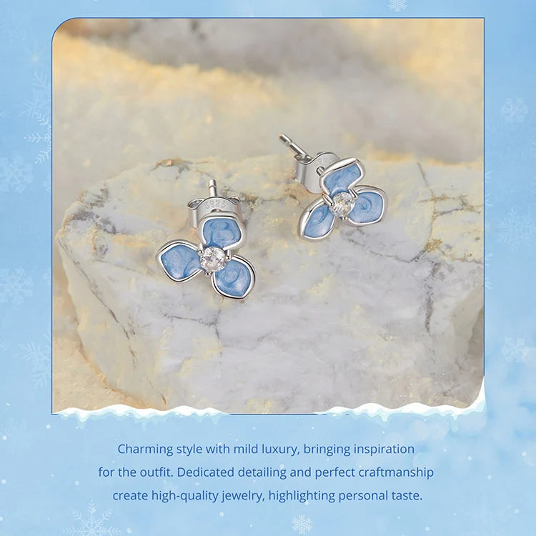 Bamoer 925 Sterling Silver Original Blue Butterfly Ring Lilac Flower Earrings for Women Jewelry Set Anniversary Engagement Gift