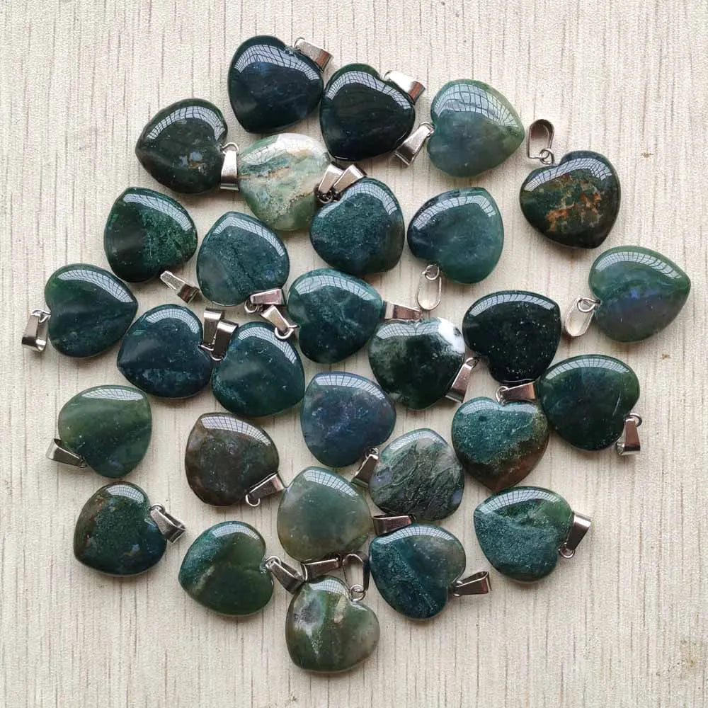 Wholesale 50pcs/lot Assorted Heart Natural Stone Charms Fashion Pendants 20mm for Jewelry Accessories Making Good Quality