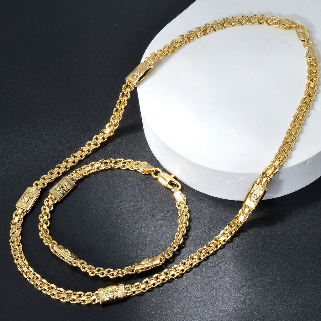 Italian Jewelry Set 18K Gold Plated Latest Design Women Men Copper Long Necklace  Dubai Gift Trendy Party Engagement Jewellery
