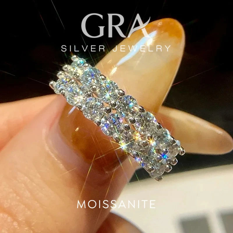 GRA 1.4ct Real Moissanite Diamond Eternity Ring for Women 925 Sterling Silver Daily Party Gorgeous High Quality Fine Jewelry