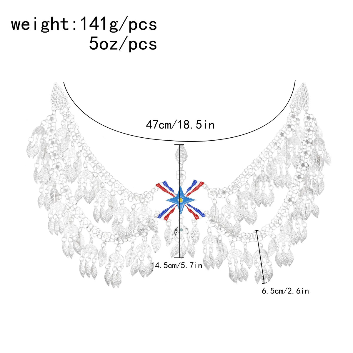 Silver Plated Assyrian Belt Hair Accessories Earrings for Women Kurdish Assyria Ethnic Colorful Flag Leaf Tassel Jewelry Sets
