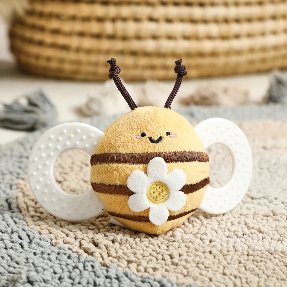 Baby Rattle Toy Baby Crib Moving Bell Felt Plush Bee Soothing Doll 0-12 Months Baby Montessori Sensory Touch Toy Newborn Gift