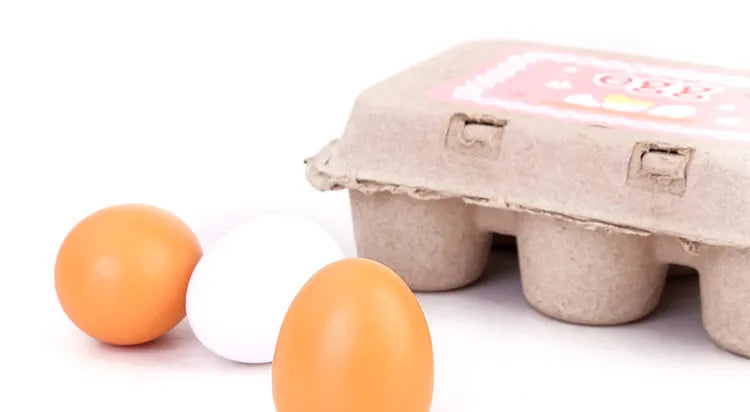 Kids 3/6pcs Wooden Artificial Egg Set Easter DIY Toy Wooden House Game Kitchen Egg Toys Early Education Food Toys for Children