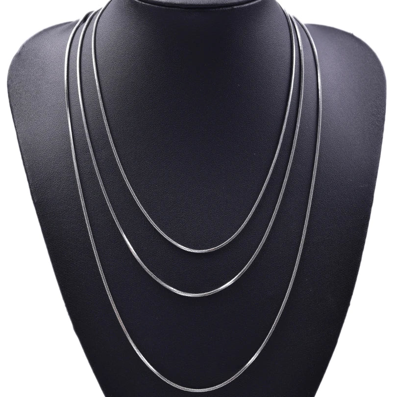 Stainless Steel Chain Pack Real Gold Plated Square Snake Necklace For Women Men Jewelry Simple Fashion Long Tiny Necklaces Gift