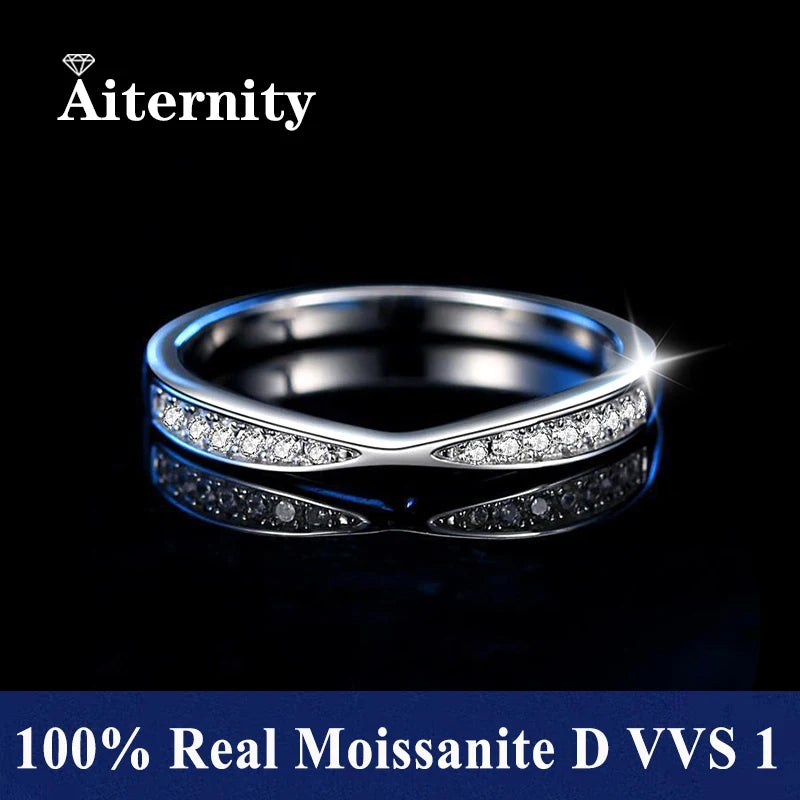 100% Pass Diamond Tester Pen Moissanite Female Single Tail Ring Matching Wedding Diamond Band for Women 925 Sterling Silver Ring