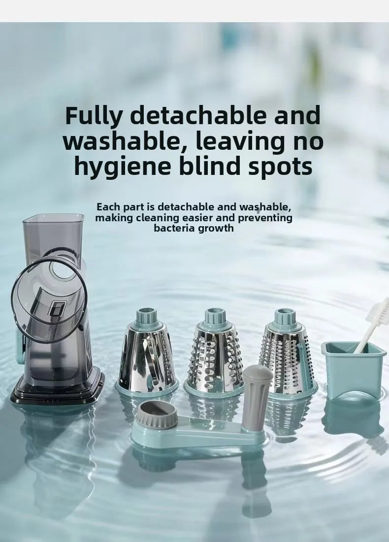2026 New 3-in-1 Rotary Cheese Grater Multifunctional Manual Veg Slicer Nut Grinder Kitchen Essential Tool