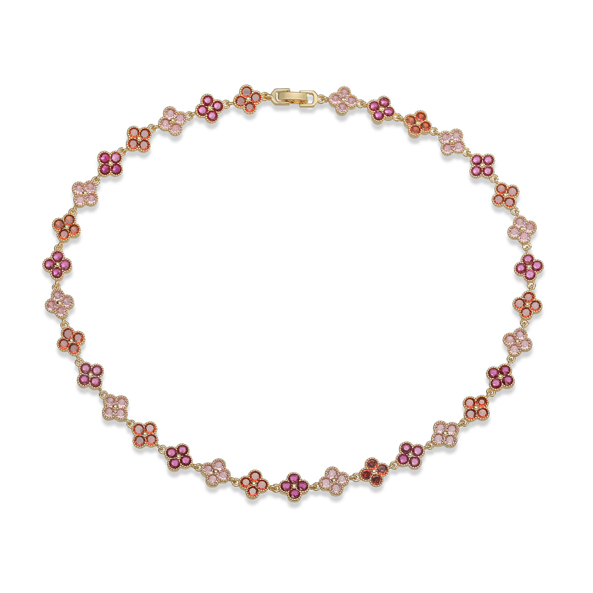 Multi-Color Women's Zircon Flower Delicate Bracelet/Necklace Rainbow Jewelry Gift Optional Mix-and-Match 1 Pcs
