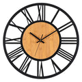 3D Large Wall Clocks Nordic Roman Numerals Retro Round Wood Metal Iron Accurate Silent Hanging Ornament Living Room Decoration