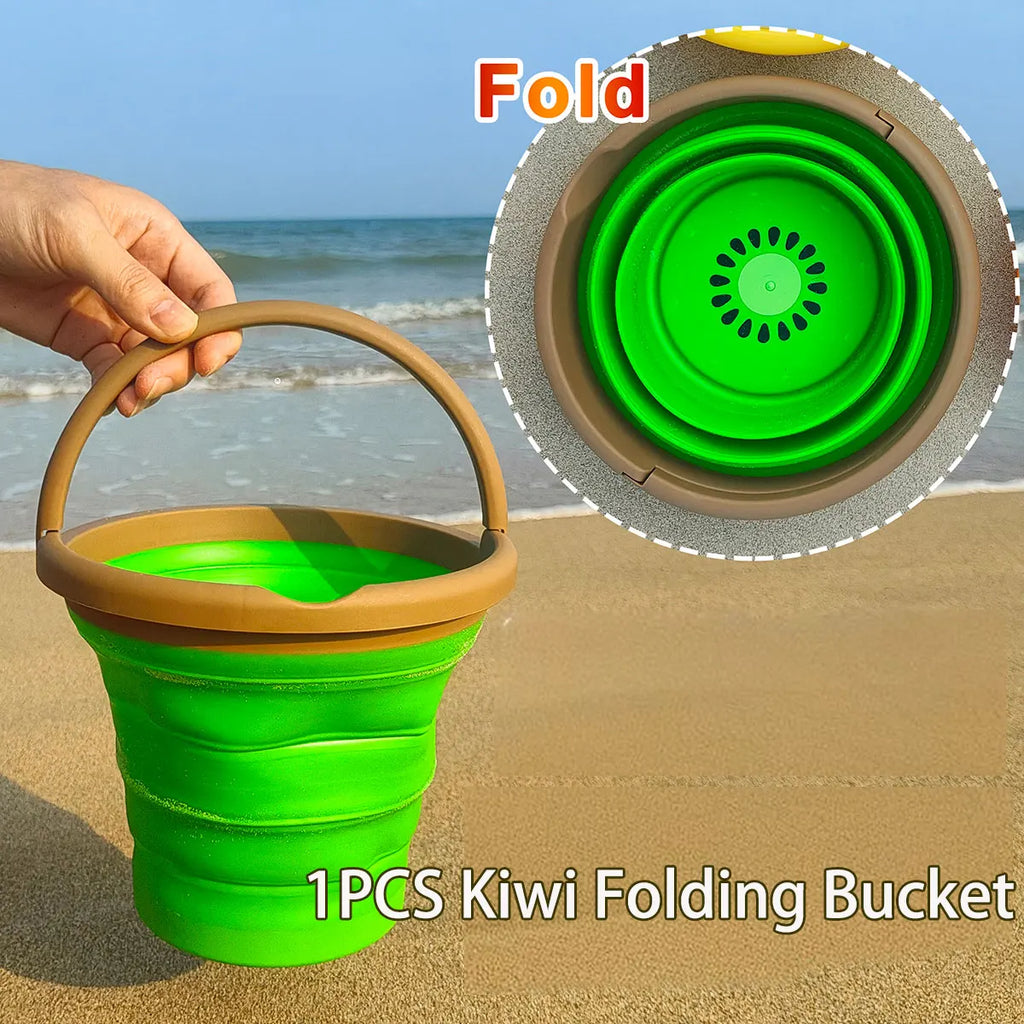 Kids Kitchen Folding Bucket Pretend Play Storage Fruit Children Play Outdoor Fun Education Toys For Boys Girls Beach Gifts