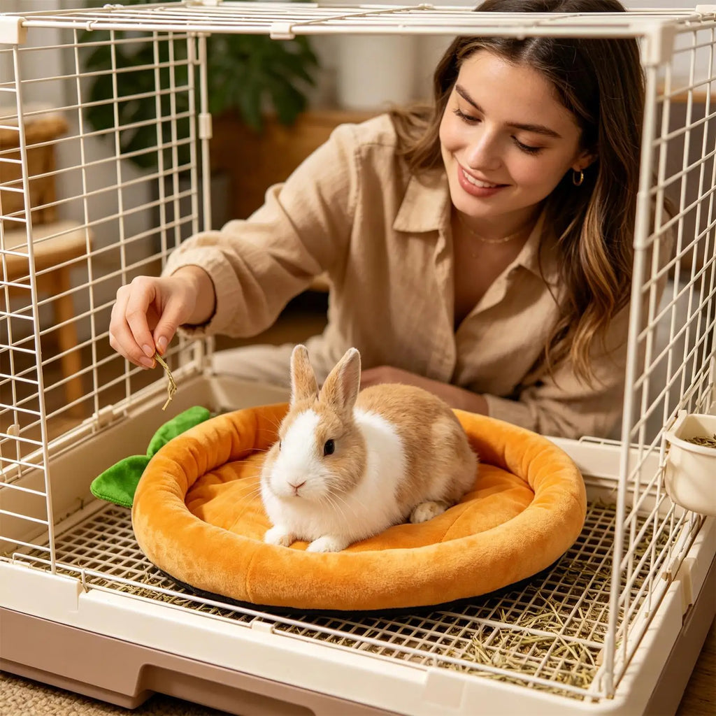 Warm Carrot Shaped Bunny Mat Soft Breathable Cute Sofa Mat for Pet Small Animal Hamster Bunny Puppy Kitty Sleeping Bed Mat
