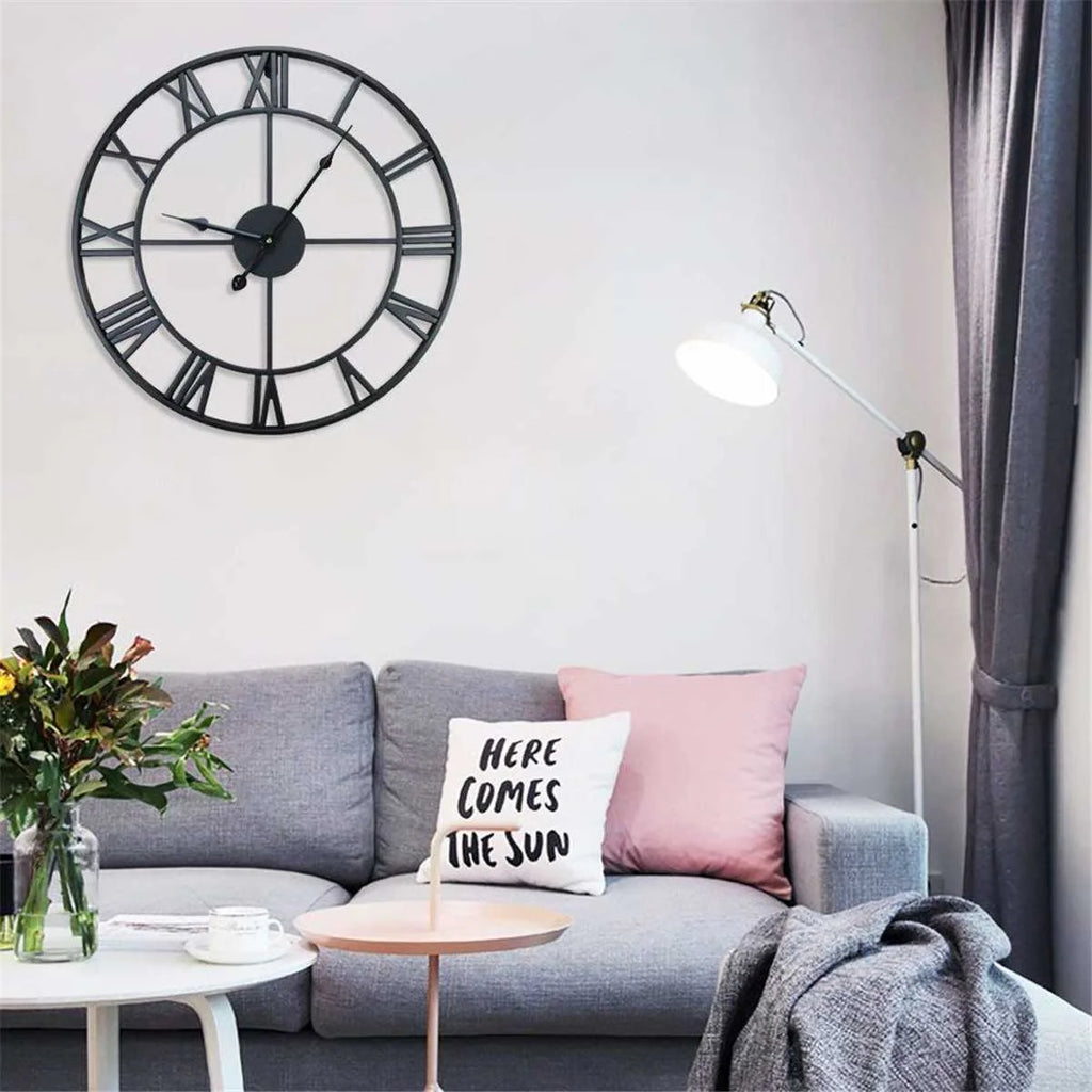 3D Roman Numerals Clock Iron Art Wall Hanging Clock Time Display Metal Silent Clock Room Arrangement Wall Ornament Home Decor