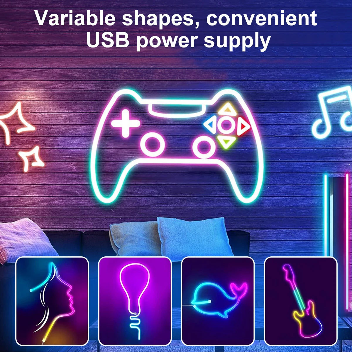 5v Smart RGB Neon Light Strip USB App/Remote Control Music Sync Waterproof Flexible Neon Strip for Bedroom Game Party Decoration