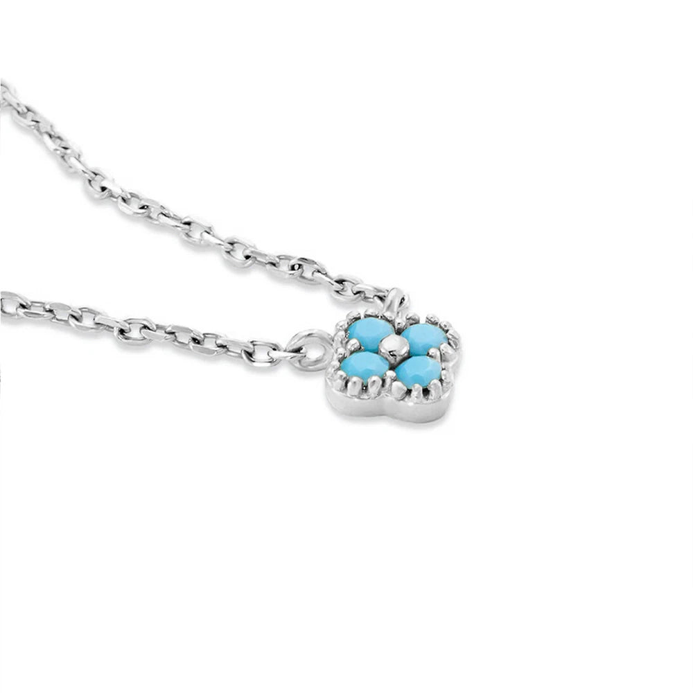 Aide Plata Real 925 Sterling Silver Lucky Lady Necklace European And American Four-leaf Clover Chain Necklace Turquoise Necklace