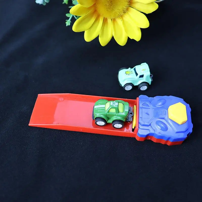 4Pcs Christmas Birthday Gift For Boys Kids Mini Plastic Track Launcher Competitive Racing Game Developing Fine Motor Skills