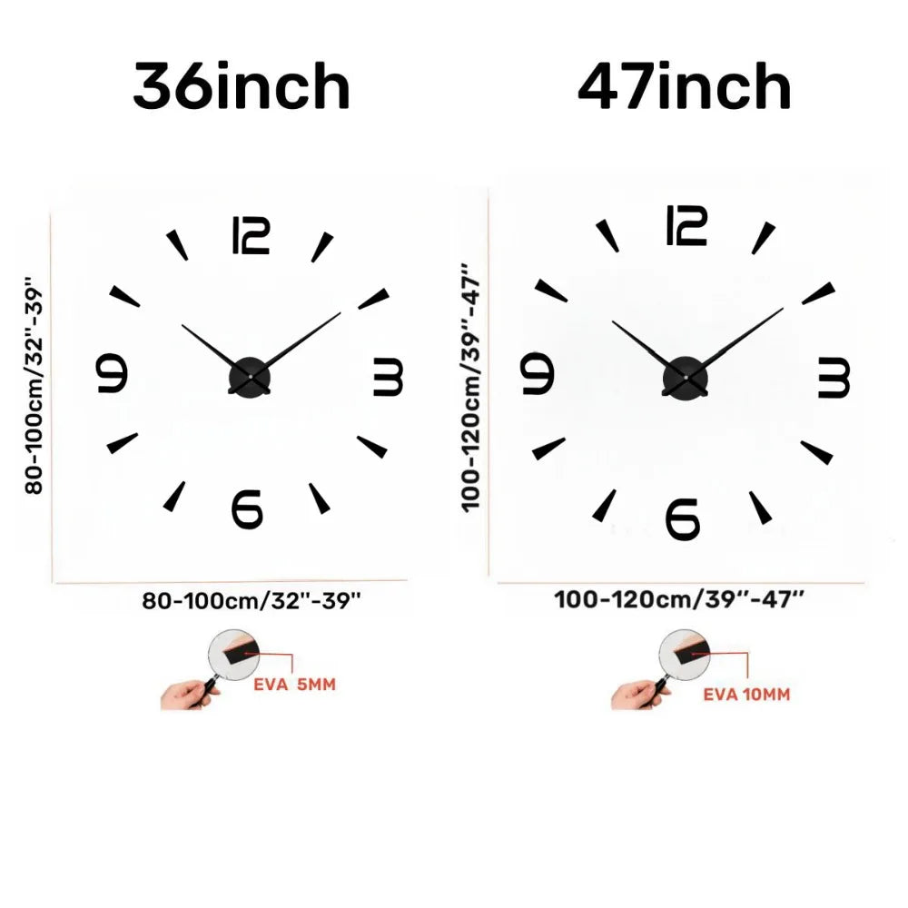 Large 3D Wall Clock Luminous Classic Wall Clocks DIY Digital Clock Wall Watches Stickers Silent Clock for Home Living Room Table