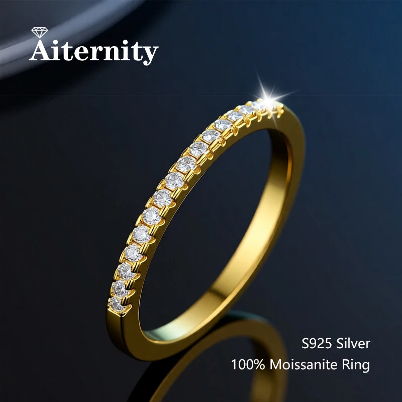925 Sterling Silver Female Single Tail Ring100% Pass Diamond Tester Pen Moissanite Ring Matching Wedding Diamond Band for Women