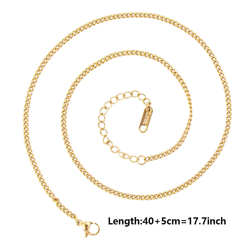 10pcs/Lot Gold Color Stainless Steel Chain 45cm Adjustable Necklace Width 1.2/1.5/1.6/2.2/2.5/3mm Men Women Jewelry Chain Bulk