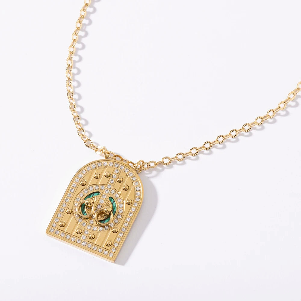 2025 Vintage Simple Colored Heart Tarot Pendant Necklace Fashionable Geometric Jewelry Anniversary stainless steel for Women