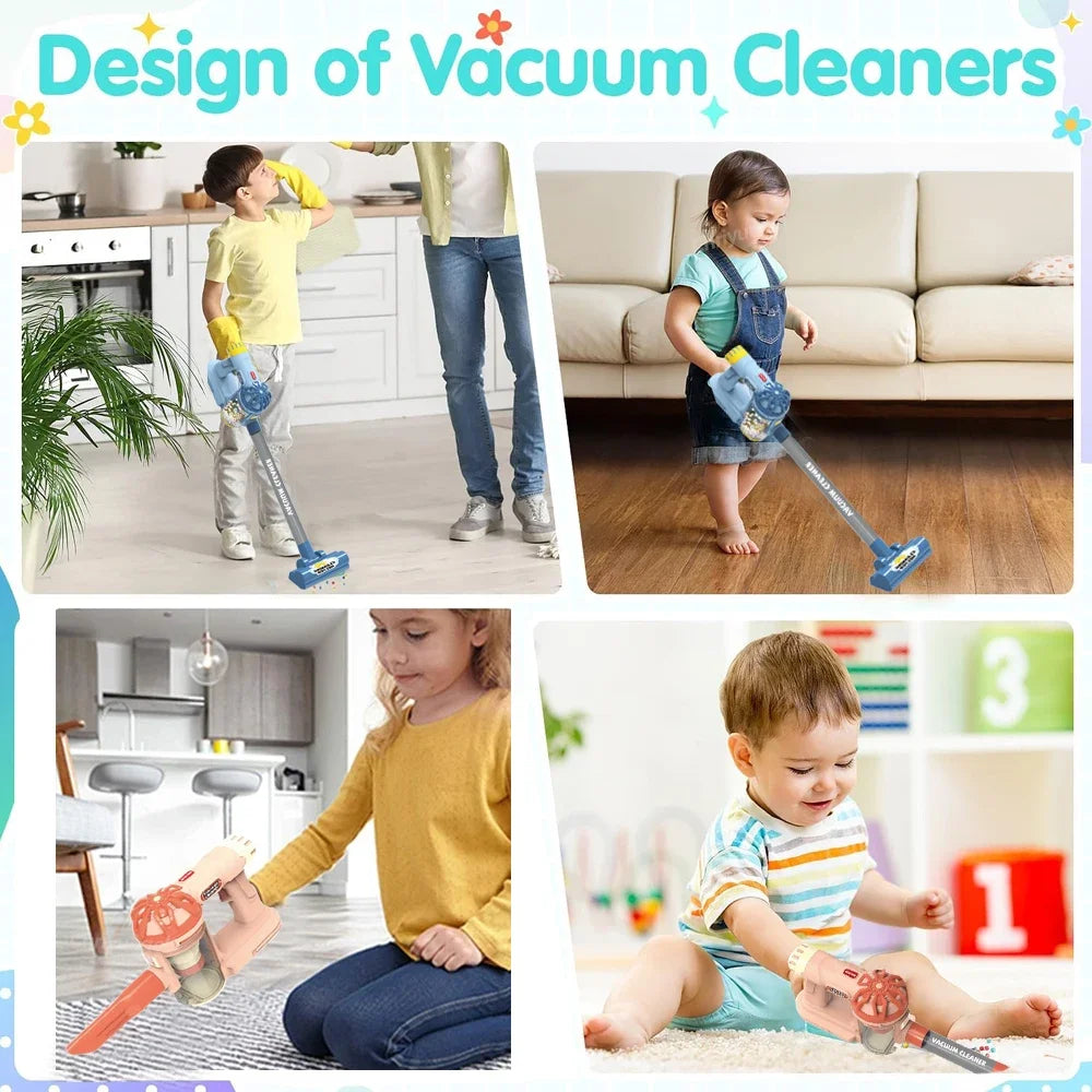 Kids Vacuum Cleaner Toy Realistic Pretend Play for Toddlers To Learn Cleaning Housekeeping Educational Toys for Boys Girls Gifts