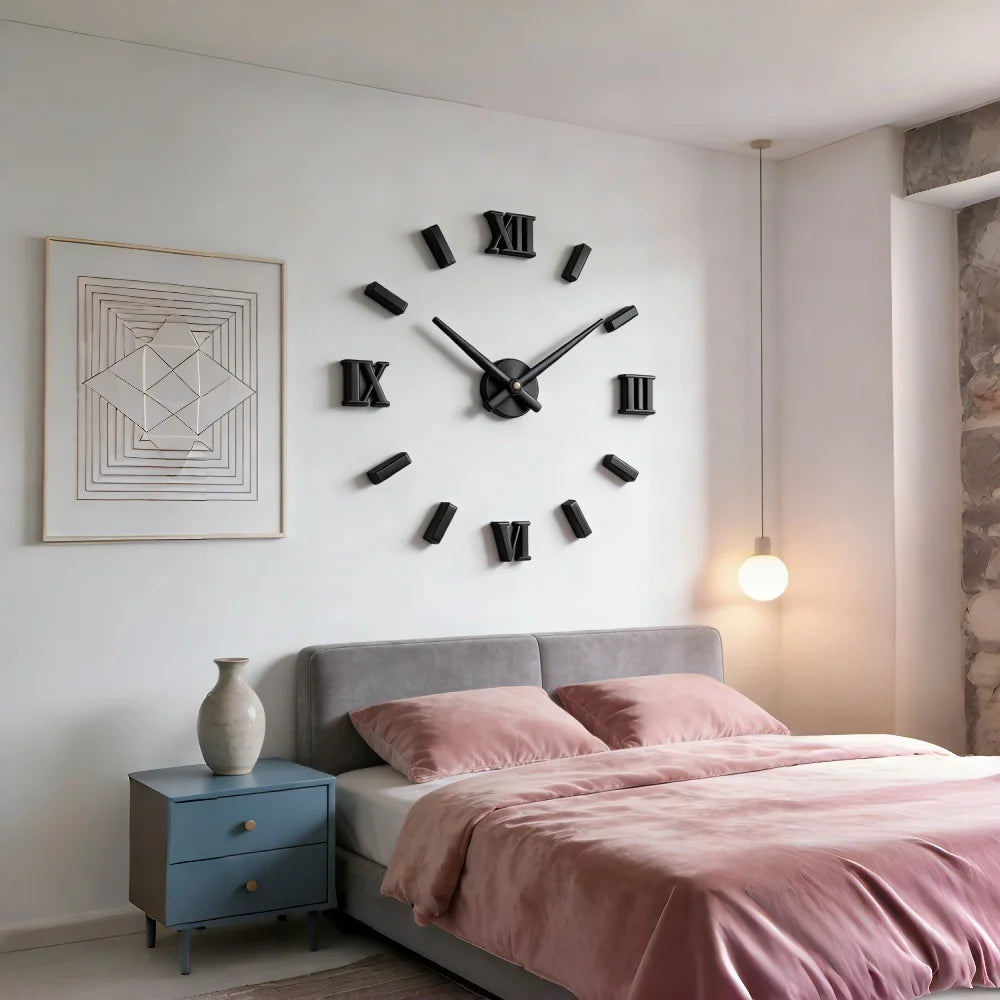 2026 Modern Design Large Wall Clock 3D DIY Quartz Clocks Fashion Watches Acrylic Mirror Stickers Living Room Home Decor Horloge